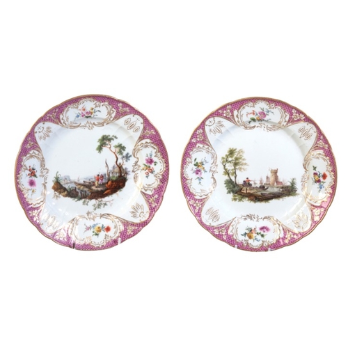 12 - A PAIR OF MEISSEN MARCOLINI PORCELAIN CABINET PLATES

late 18th/early 19th century, the outside deco... 