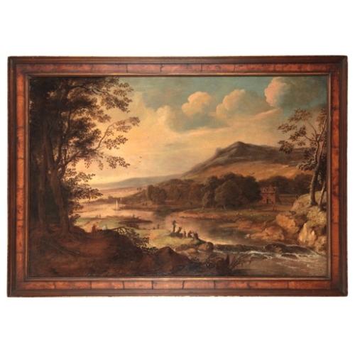 120 - MANNER OF JOHANN CHRISTIAN VOLLERDT (1708-1769) An expansive Rhenish type landscape with figures

oi... 