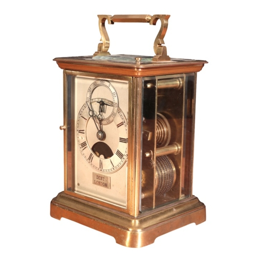 300 - A 'GOLIATH' BRASS REPEATING CARRIAGE CLOCK BY DENT OF LONDON

inscribed to Dent and numbered NO18532... 