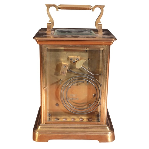 300 - A 'GOLIATH' BRASS REPEATING CARRIAGE CLOCK BY DENT OF LONDON

inscribed to Dent and numbered NO18532... 