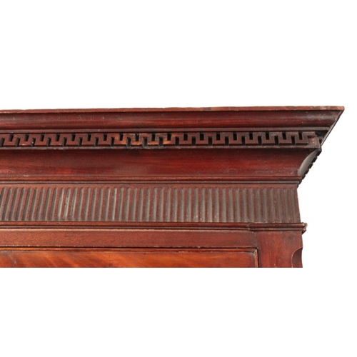 367 - A GEORGE III MAHOGANY CHEST ON CHEST

the upper section with a moulded cornice over three short and ... 