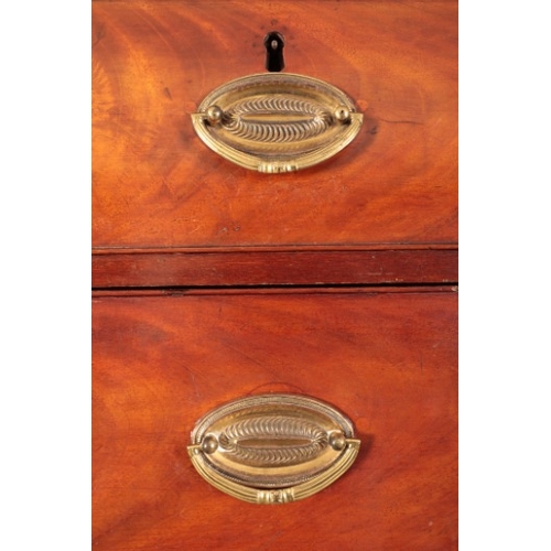 367 - A GEORGE III MAHOGANY CHEST ON CHEST

the upper section with a moulded cornice over three short and ... 