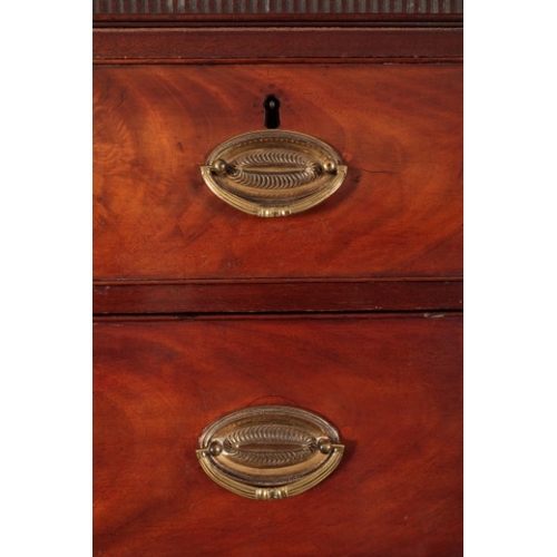 367 - A GEORGE III MAHOGANY CHEST ON CHEST

the upper section with a moulded cornice over three short and ... 