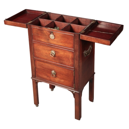 375 - A GEORGE III MAHOGANY CELLARETTE

the rectangular top opening to a fitted interior in six sections, ... 