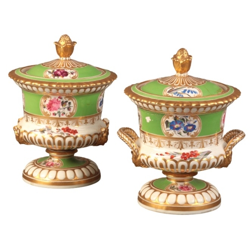 56 - A PAIR OF CHAMBERLAIN WORCESTER DESSERT TUREENS AND COVERS

marked to the underside of the lids, the... 