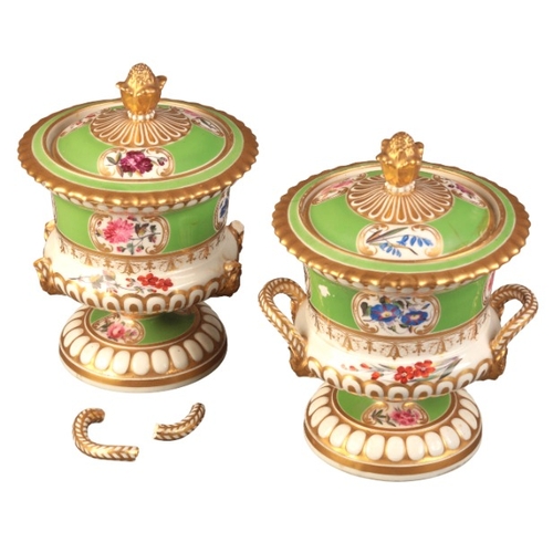 56 - A PAIR OF CHAMBERLAIN WORCESTER DESSERT TUREENS AND COVERS

marked to the underside of the lids, the... 