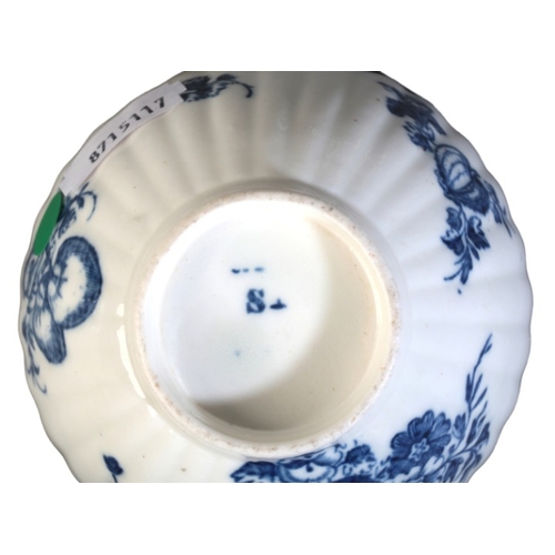 8 - A PAIR OF CAUGHLEY BLUE AND WHITE PORCELAIN 'BIRDS IN A TREE' PATTERN TEA BOWLS AND SAUCERS

circa 1... 