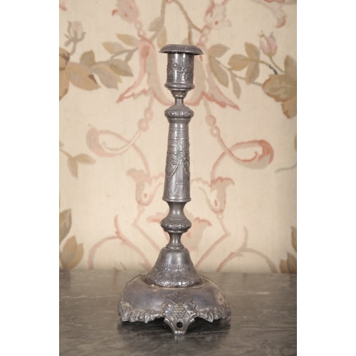 112 - A PAIR OF POLISH PEWTER CANDLESTICKS

circa 1900, stamped marks to the base, 35.5cm high (2)