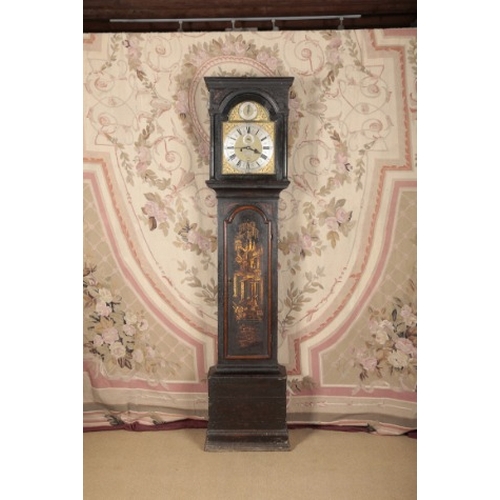 141 - A GEORGE III JAPANNED LONGCASE CLOCK BY WILLIAM WARREN, LONDON

the eight day two train movement str... 