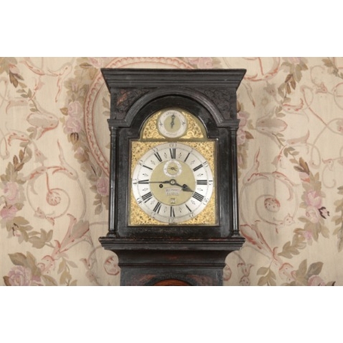 141 - A GEORGE III JAPANNED LONGCASE CLOCK BY WILLIAM WARREN, LONDON

the eight day two train movement str... 