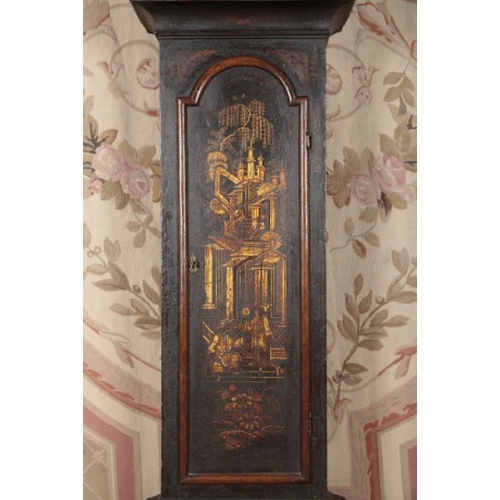 141 - A GEORGE III JAPANNED LONGCASE CLOCK BY WILLIAM WARREN, LONDON

the eight day two train movement str... 