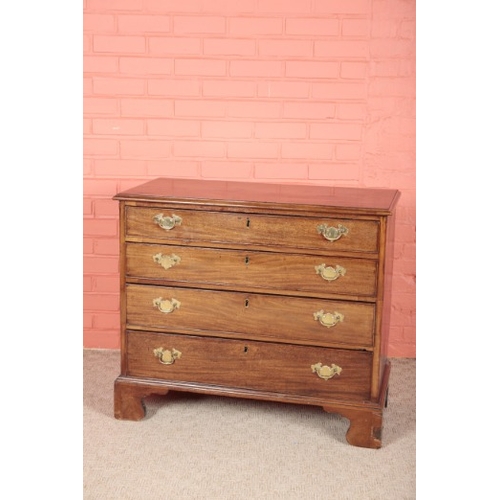 181 - A GEORGE III MAHOGANY CHEST OF DRAWERS

the four long graduated drawers with brass handles, on brack... 