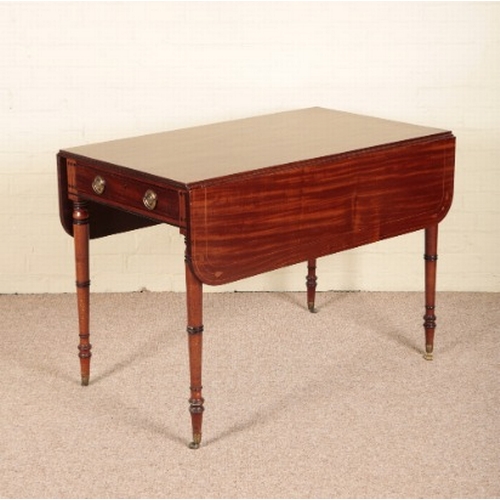 200 - A REGENCY MAHOGANY PEMBROKE TABLE

with a single frieze drawer on ring-turned and tapered legs termi... 