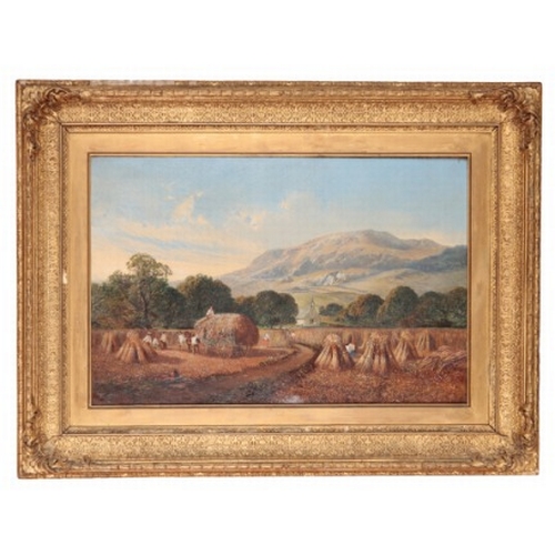 204 - WILLIAM GRAY (c.1828-?) 'Harvesting - Betws-y-Coed'

titled and ascribed to a label verso, oil on ca... 