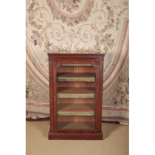 206 - A LATE VICTORIAN MAHOGANY BOOKCASE

the dentil moulded cornice over a single glazed door opening to ... 