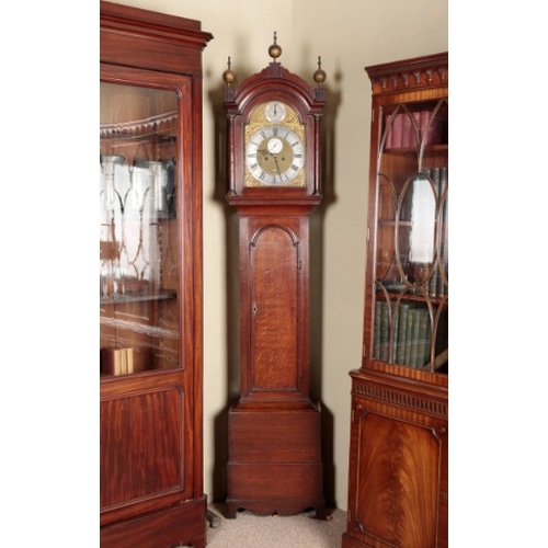 208 - A GEORGE III OAK LONGCASE CLOCK BY WILLIAM COE, CAMBRIDGE

the eight day five pillar movement striki... 