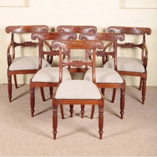 231 - A SET OF SIX WILLIAM IV MAHOGANY DINING CHAIRS IN THE MANNER OF GILLOWS

including two armchairs, th... 