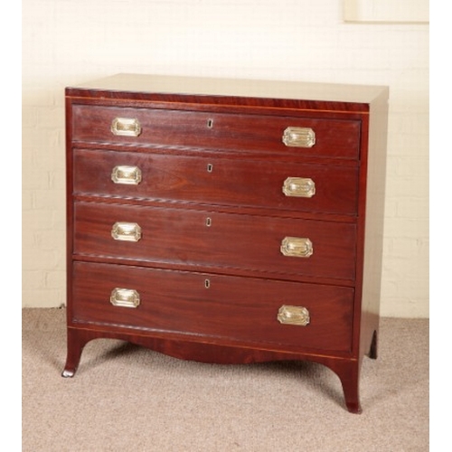 237 - A REGENCY MAHOGANY CADDY TOP CHEST OF DRAWERS

the four graduated drawers over a shaped apron, on sp... 