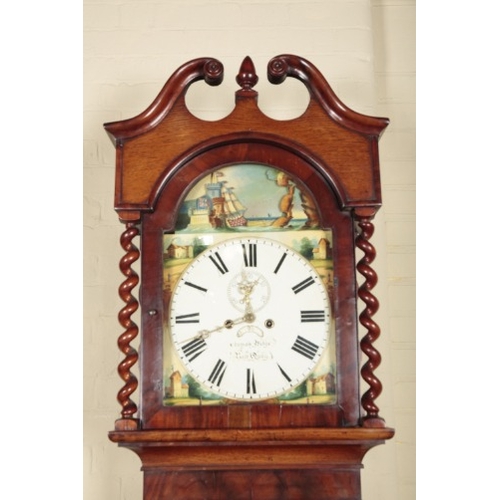 253 - AN OAK LONGCASE CLOCK BY THOMAS WEBB, NEWQUAY

19th century, the eight day two train movement striki... 