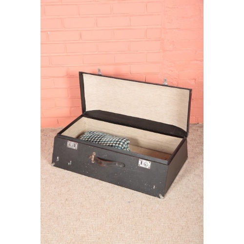 261 - A VINTAGE CAR TRAVELLING TRUNK

with domed lid and sloped sides, 29cm high x 80cm wide x 47cm deep