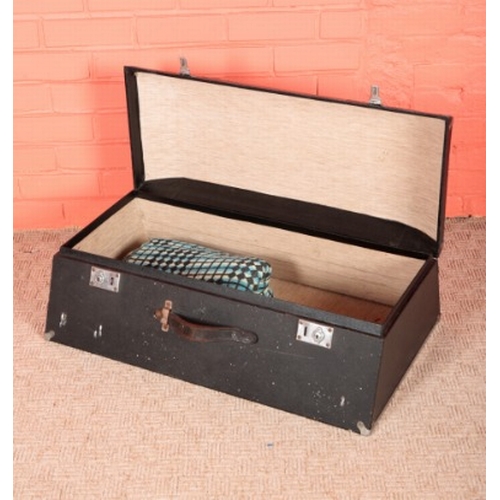 261 - A VINTAGE CAR TRAVELLING TRUNK

with domed lid and sloped sides, 29cm high x 80cm wide x 47cm deep