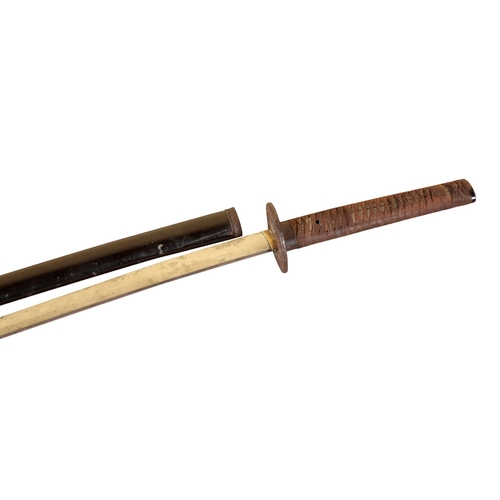 382 - A JAPANESE OFFICER'S SWORD

with double edged blade, shagreen grip and Malacca scabbard, 92cm long

... 