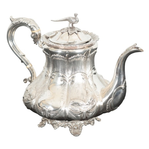 4 - A WILLIAM IV SILVER THREE PIECE TEA SERVICE

by Benoni Stephens, London 1836, comprising teapot, suc... 