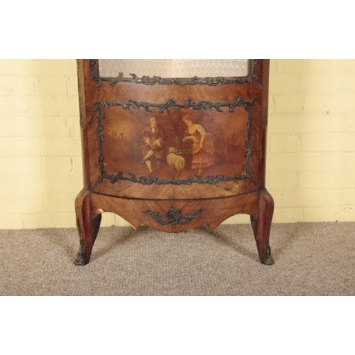 407 - A LOUIS XVI STYLE ROSEWOOD AND MARQUETRY CORNER CABINET

19th century, the glazed cupboard opening t... 