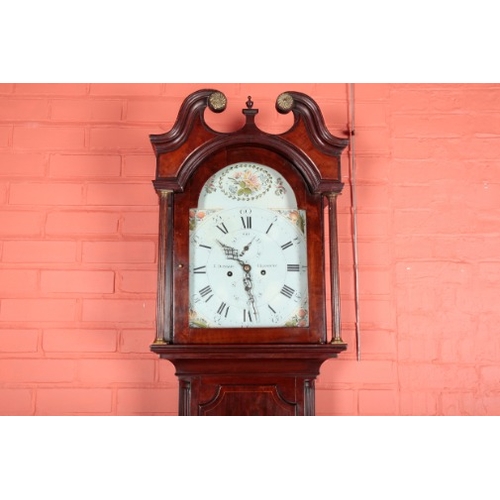 41 - A GEORGE III MAHOGANY LONGCASE CLOCK BY J. DONALD OF GLASGOW

the eight day two train movement strik... 