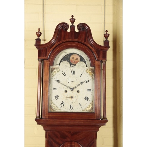 461 - A GEORGE III MAHOGANY LONGCASE CLOCK

the eight day two train movement striking on a bell, the ename... 