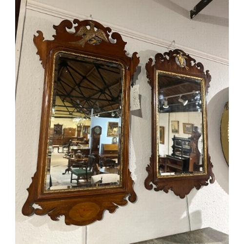 514 - A GEORGE II STYLE MAHOGANY AND PARCEL GILT PIER MIRROR

circa 1900, the bevelled plate within a carv... 