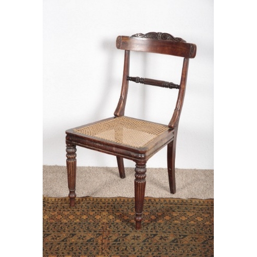 551 - A SET OF SIX ROSEWOOD DINING CHAIRS IN THE MANNER OF GILLOWS

early 19th century, with caned seats o... 