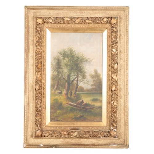 578 - G. HALLER (19th Century) A pair of studies of figures in woodland landscapes

one depicting faggot g... 