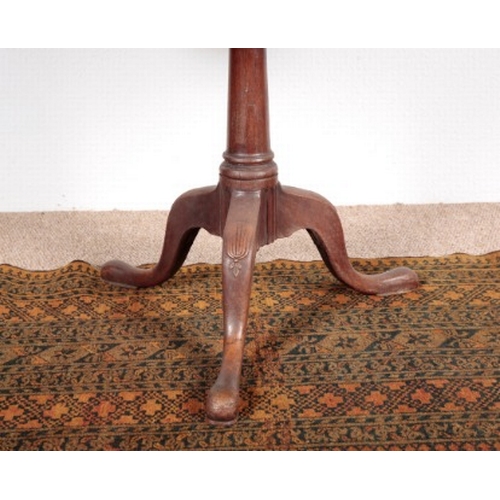 579 - A GEORGE III MAHOGANY TRIPOD TABLE

the circular tilt-top on a turned stem with carved cabriole legs... 