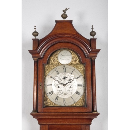 614 - AN OAK LONGCASE CLOCK

by Benjamin Smith of Canterbury, with an eight day movement, the silver and b... 