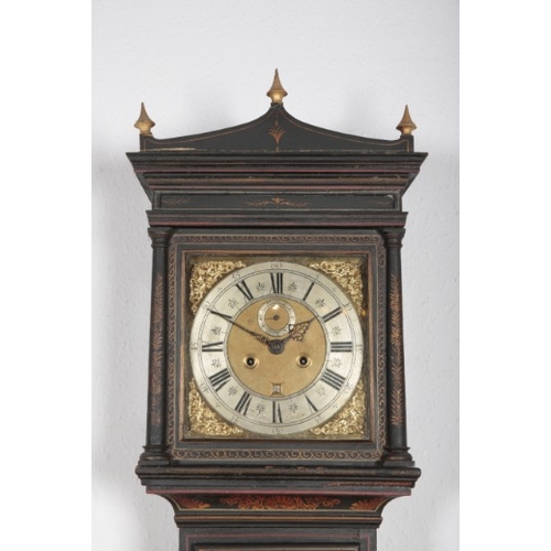 626 - A CHINOISERIE LACQUERED EIGHT DAY LONGCASE CLOCK

by Thomas Cattell London, circa 1700, the silver a... 