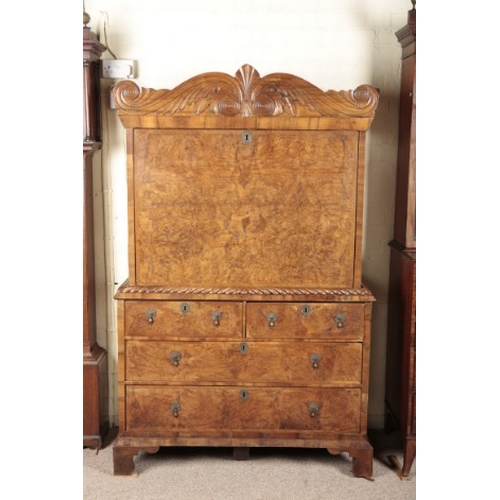 650 - A BURR AND FIGURED WALNUT ESCRITOIRE

circa 1720, with fitted interior of drawers and pigeonholes, t... 