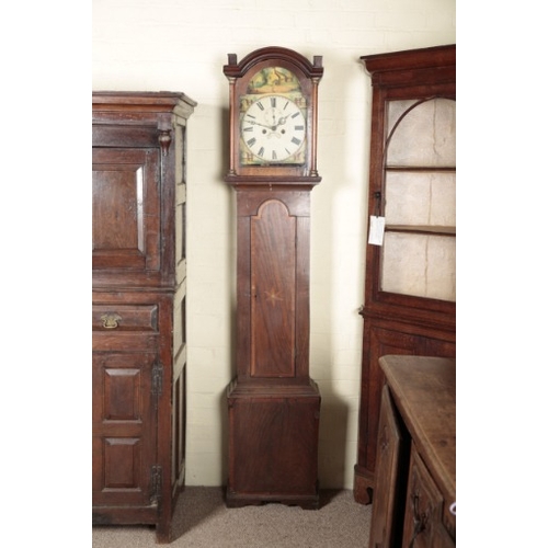 689 - AN OAK LONGCASE CLOCK

the eight day movement striking on a bell, the painted dial with subsidiary s... 