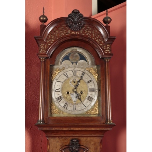 70 - A DUTCH WALNUT AND MARQUETRY LONGCASE CLOCK BY JOHANNES WITKAMP OF AMSTERDAM

late 18th century, wit... 