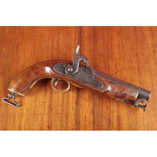 718 - A CUSTOMS OFFICER'S PERCUSSION PISTOL

circa 1850, with brass trigger guard, swivel ramrod and walnu... 