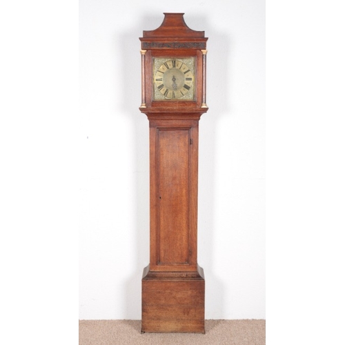 725 - A THIRTY HOUR OAK LONGCASE CLOCK

18th century, movement by Joseph Fordham of Braintree, Essex, the ... 