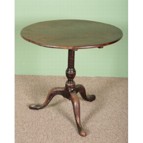 726 - A MAHOGANY TILT-TOP OCCASIONAL TABLE

18th century, with turned columns on cabriole legs, 73cm x 70c... 