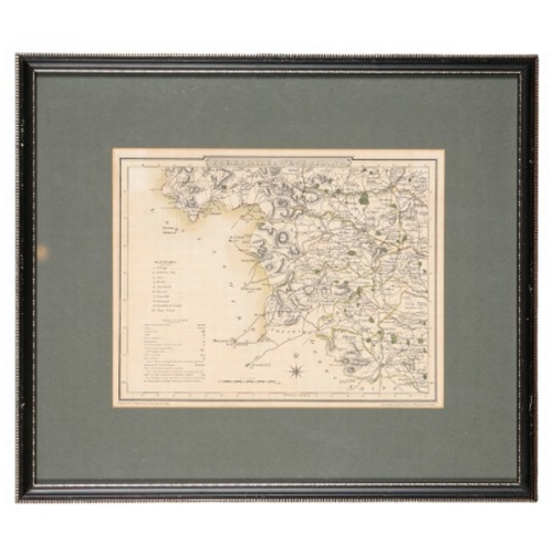 747 - A MAP OF SOMERSETSHIRE

by Robert K Dawson, Leut. R. E, framed and glazed, 28cm x 35cm; together wit... 