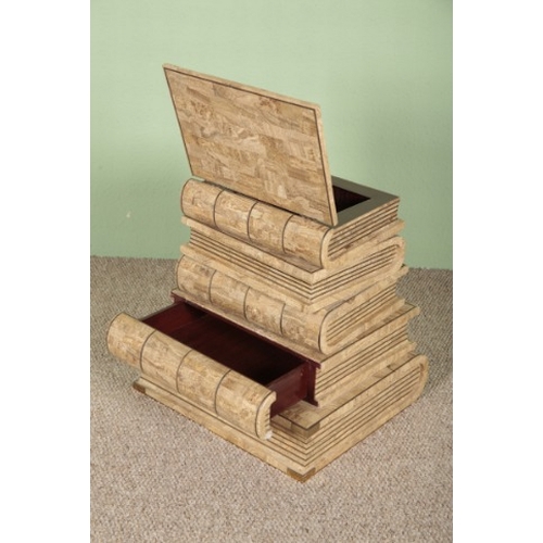 749 - A MAITLAND SMITH MARBLE VENEERED AND BRASS LINED OCCASIONAL TABLE

in the form of stacked books, wit... 