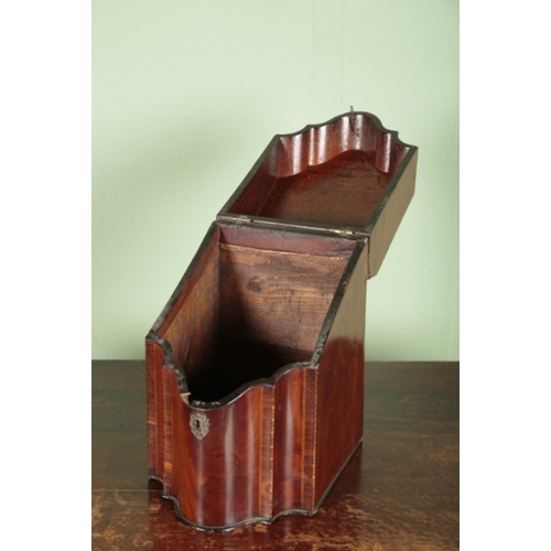 780 - A GEORGE III MAHOGANY AND CROSSBANDED KNIFE BOX

the hinged lid inset with a shell patera, with late... 