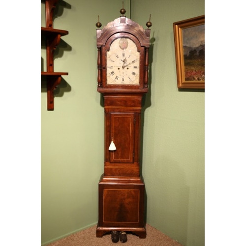 781 - A LATE GEORGE III MAHOGANY LONGCASE CLOCK BY NICHOLS & SON, NEWPORT

the eight day movement striking... 