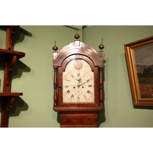 781 - A LATE GEORGE III MAHOGANY LONGCASE CLOCK BY NICHOLS & SON, NEWPORT

the eight day movement striking... 