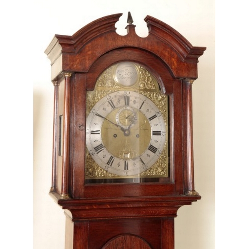 802 - AN OAK LONGCASE CLOCK BY WILLIAM TARRY OF NEWPORT

late 18th/early 19th century, the 29cm arched bra... 