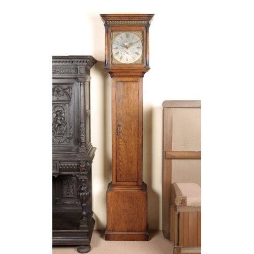 829 - AN OAK LONGCASE CLOCK BY PATTISON OF HALIFAX

late 18th/early 19th century, the 32cm square brass di... 