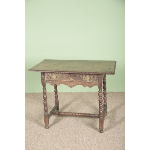 840 - A VICTORIAN OAK SIDE TABLE

the rectangular top with egg and dart moulded edge over a single carved ... 